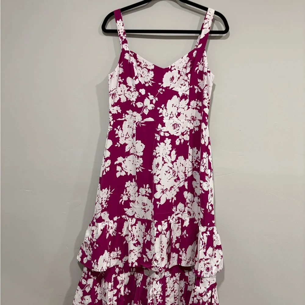 Abercrombie & Fitch Floral Pink Drama Ruffle T Maxi Dress NWT